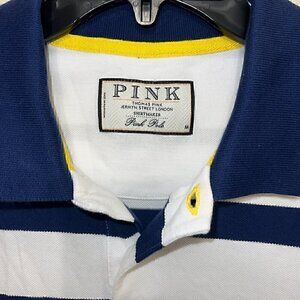 Thomas Pink Polo Blue White Stripe w/ Yellow Details - size M - no flaws